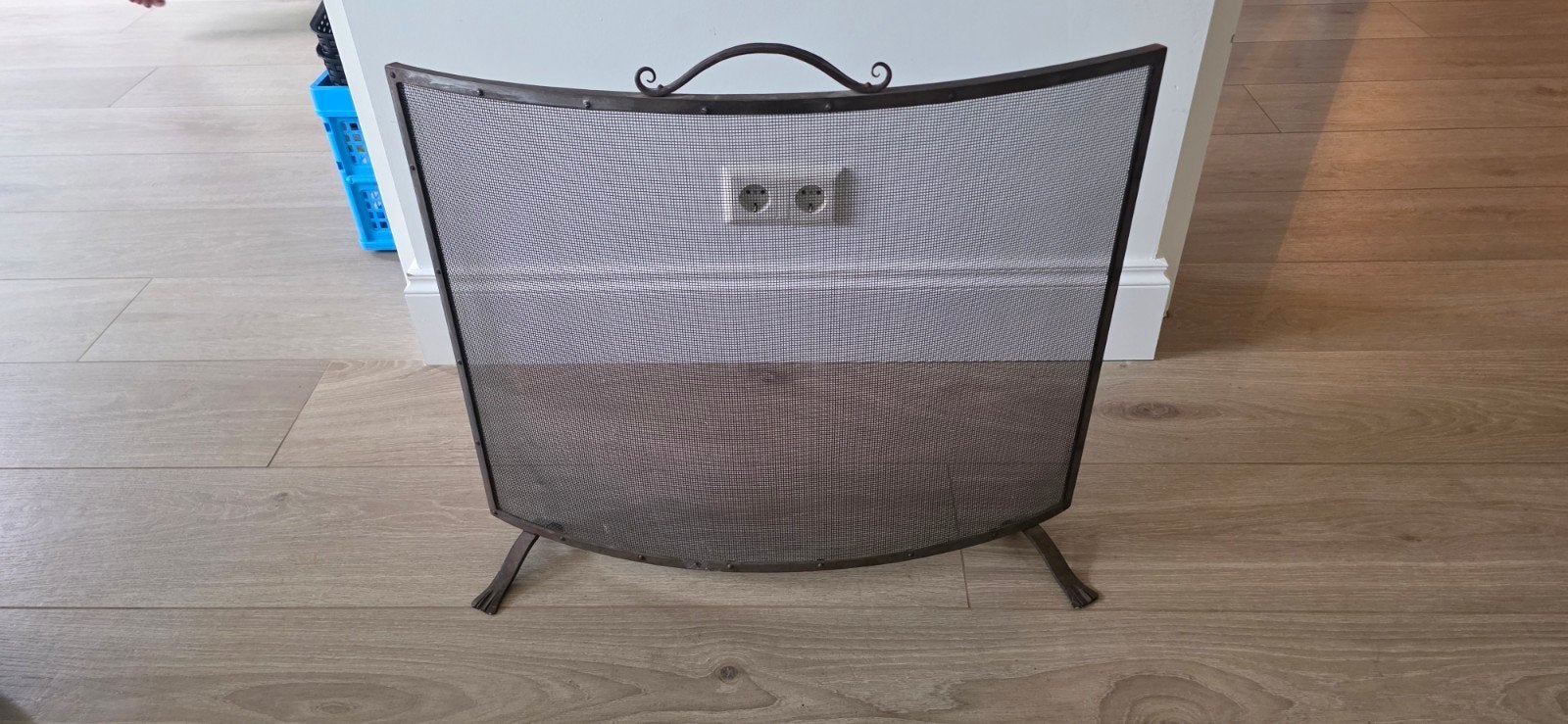 Sierlijk zwart metalen haardscherm - 88x58 cm, Ophalen of Verzenden, Gebruikt, Overige soorten