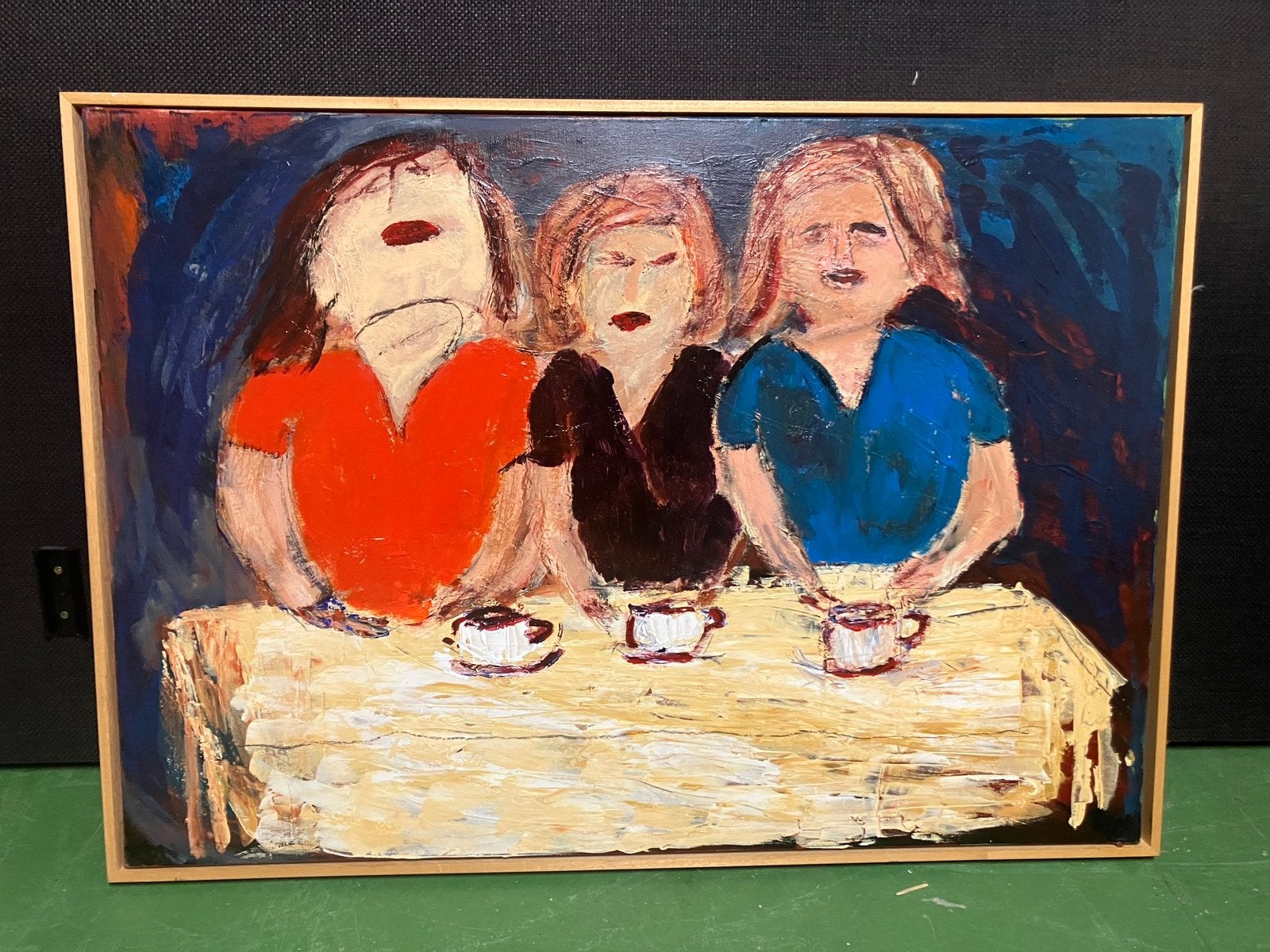 Olieverfschilderij - Koffiedames - gesigneerd ‘Ton’, Antiek en Kunst, Kunst | Schilderijen | Modern, Ophalen, Overig onderwerp