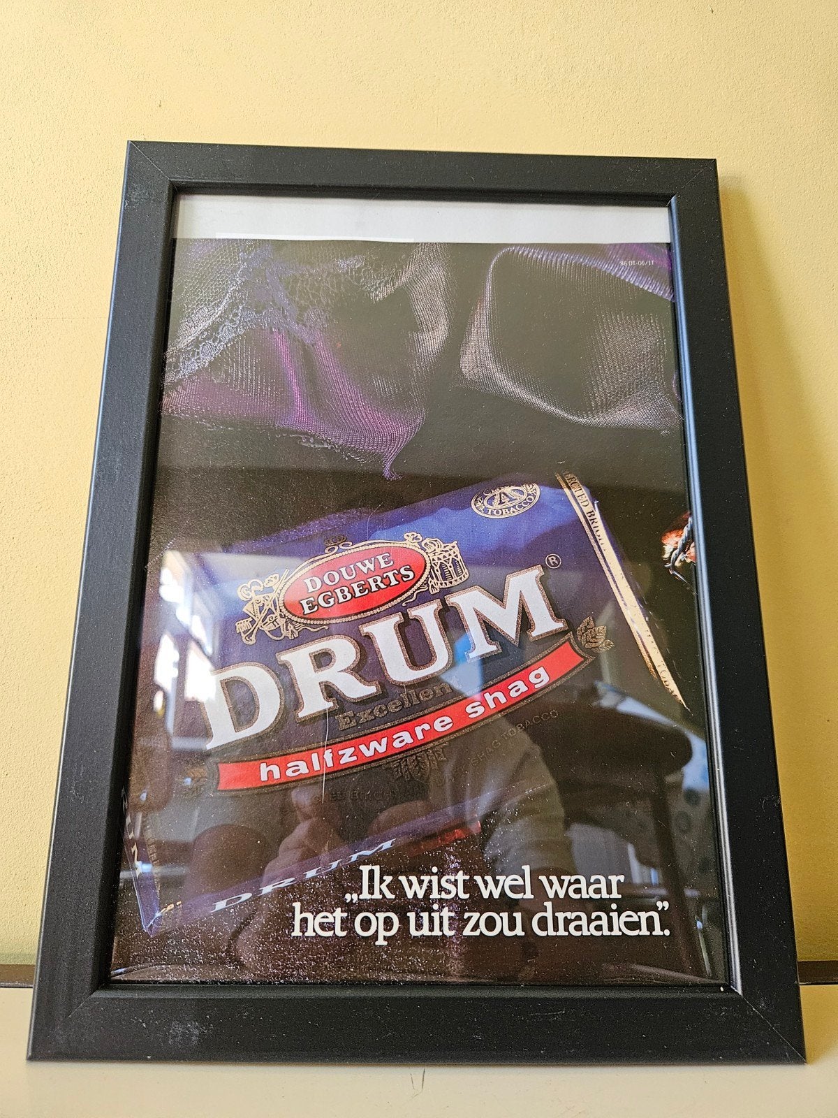 Ingelijste reclame uit tijdschrift: Drum Shag (20x30 cm), Verzamelen, Ophalen of Verzenden, Gebruikt