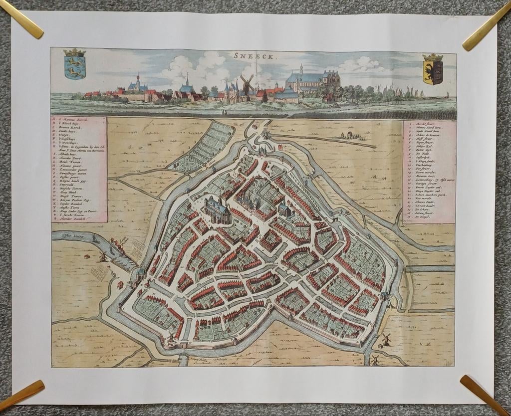 Historische Stadsplattegrond Sneek - Schotanus 1664, Bernardus Schotanus a Sterringa, Voor 1800, Ophalen of Verzenden, Nederland