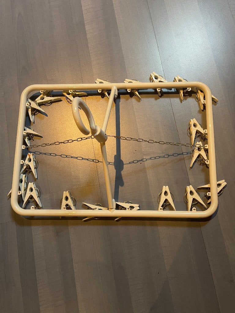 Sokkenhanger met 22 knijpers, wit, Ophalen of Verzenden, Zo goed als nieuw, Kunststof