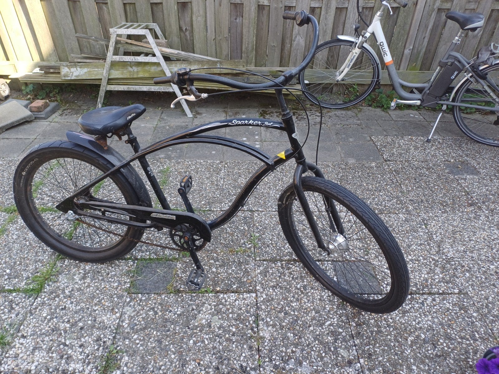 Zwarte Chopper Fiets - Stoer en Comfortabel, Fietsen en Brommers, Fietsen | Cruisers en Lowriders, Terugtraprem, Gebruikt, Staal