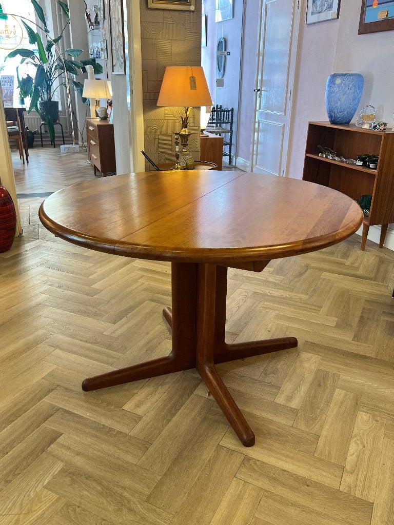 Vintage teak ronde eettafel, KS Mobler, Denemarken 1960's, Ophalen, Gebruikt, KS Mobler, Onbekend