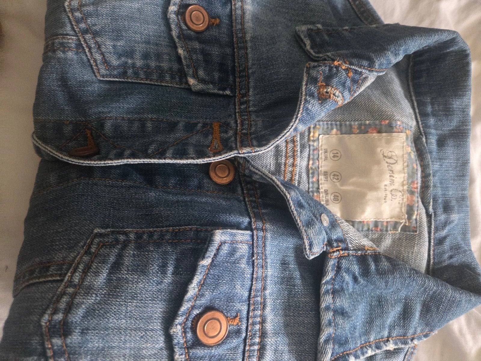Dames spijkerjasje maat 40, Maat 38/40 (M), Blauw, Ophalen of Verzenden, Gedragen