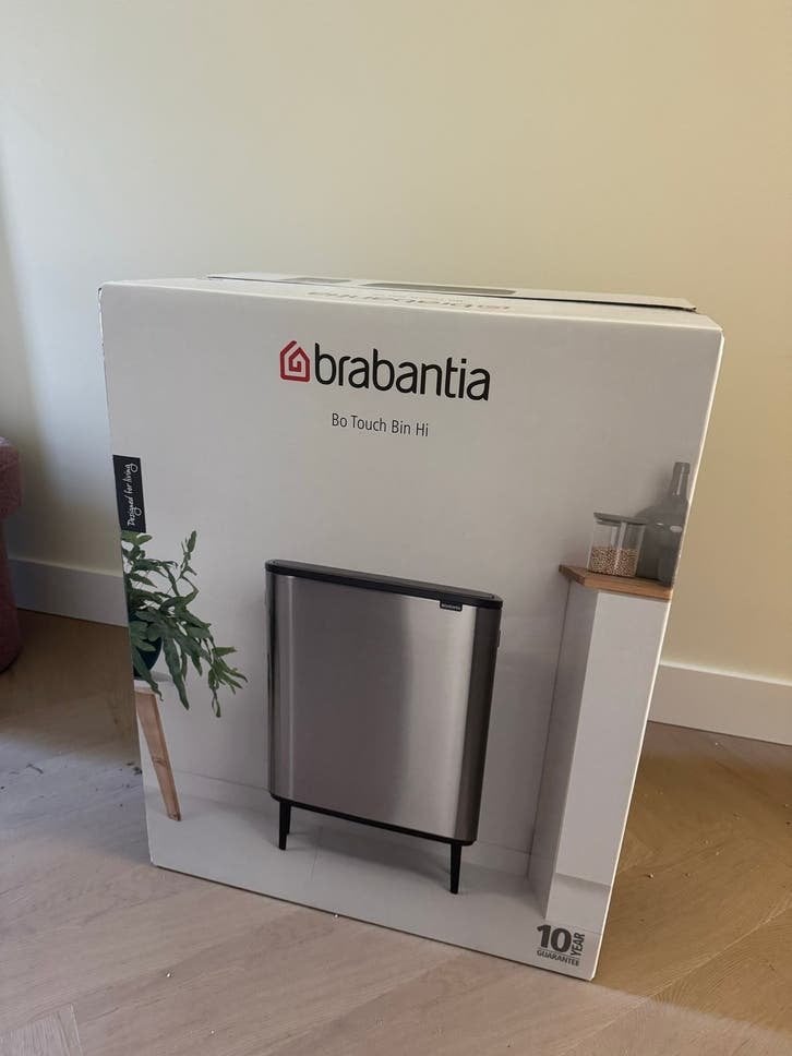 Brabantia Bo Touch Bin Hi WHITE- 2x30L - Nieuw in doos, 40 liter of meer, Ophalen, Nieuw, Rvs