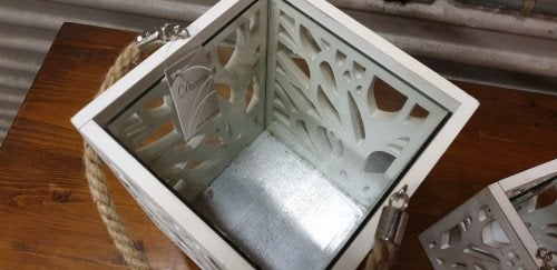 windlichten decoris, van hout wit, Ophalen of Verzenden, 'T Olde Gre-j, Info@toldegrej.nl, Endepoelstraat 20f Didam