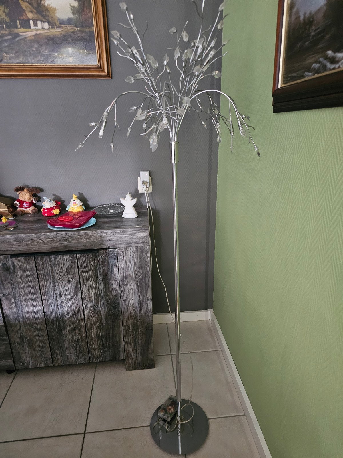 lamp met matte blaadjes", Huis en Inrichting, Lampen | Vloerlampen, Ophalen, Gebruikt, E14 (klein), Metaal
