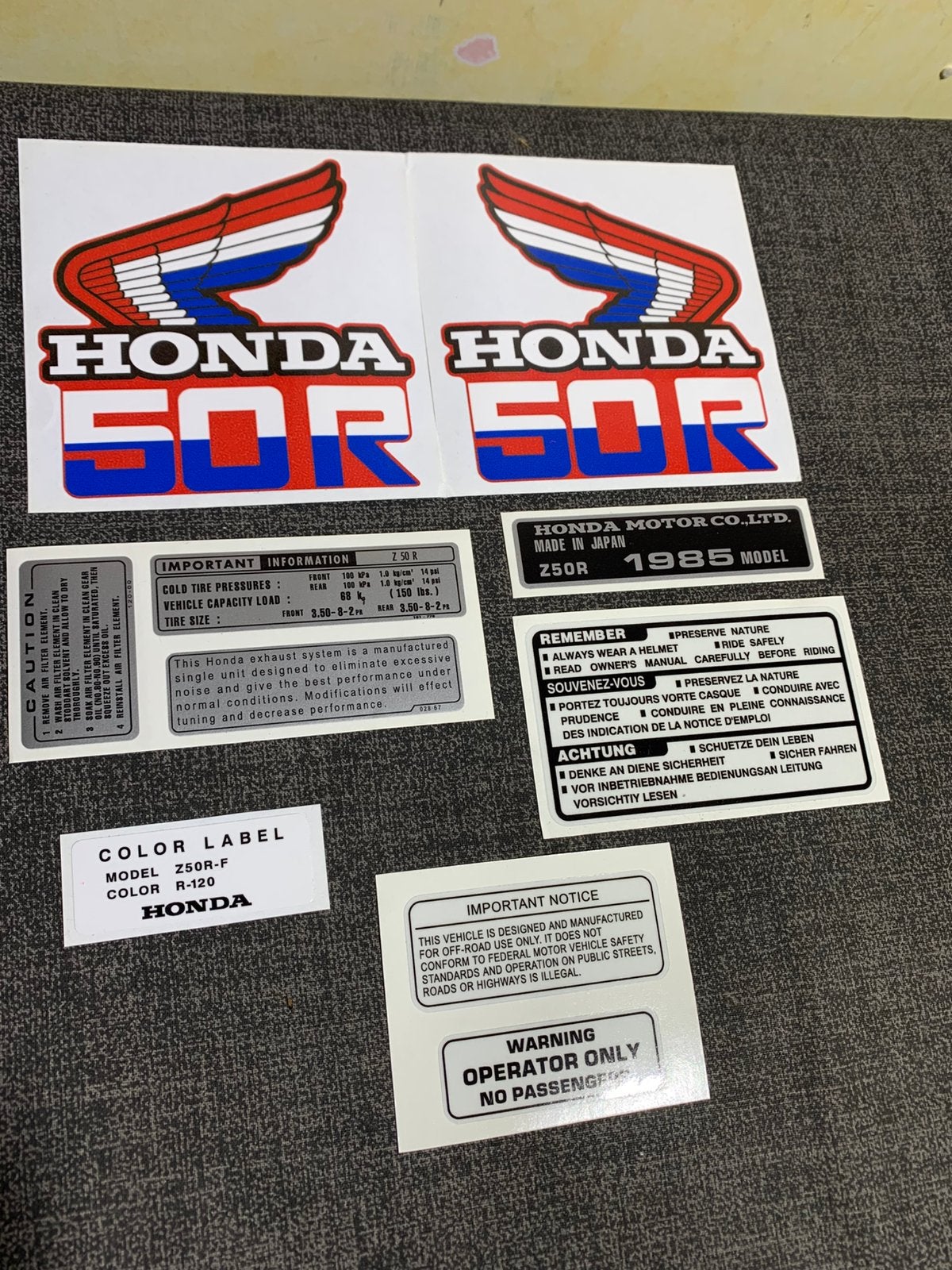 Nieuwe Honda 1985 Z50R Reproductie Decals / Sticker Kit, Ophalen of Verzenden