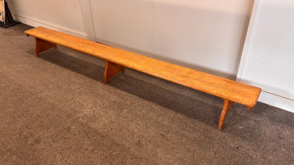 Vintage houten gym bankje 3 meter, Ophalen