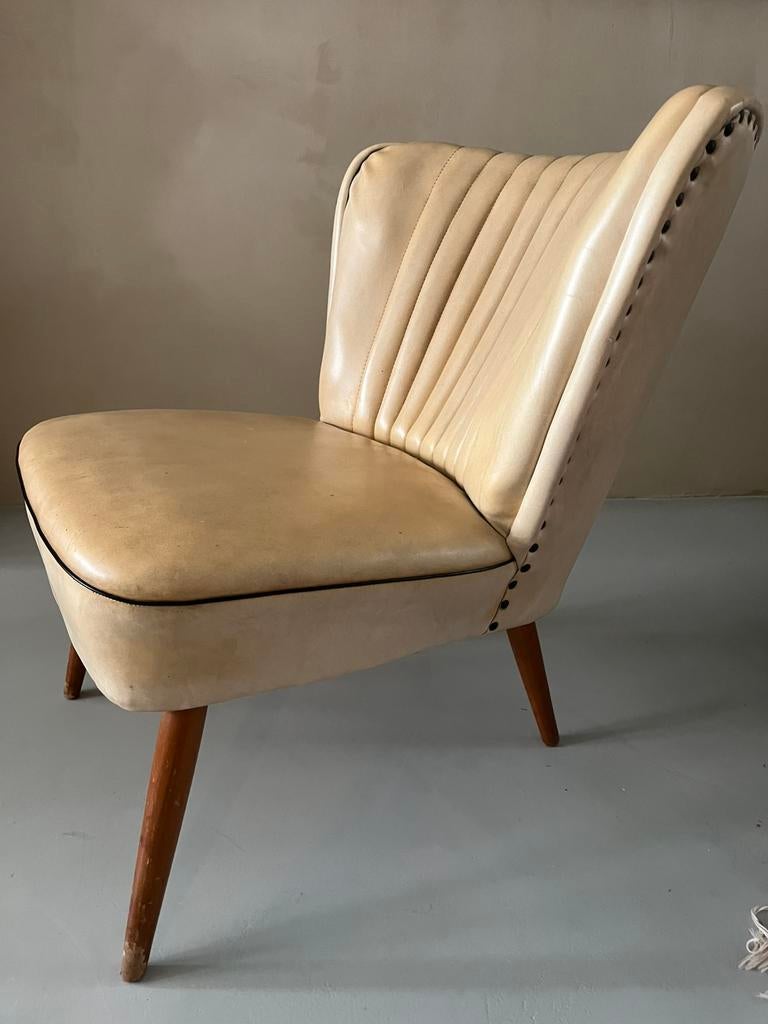 Vintage coctail stoeltje origneel jaren 50/60, Ophalen, Gebruikt, Wit, Eén