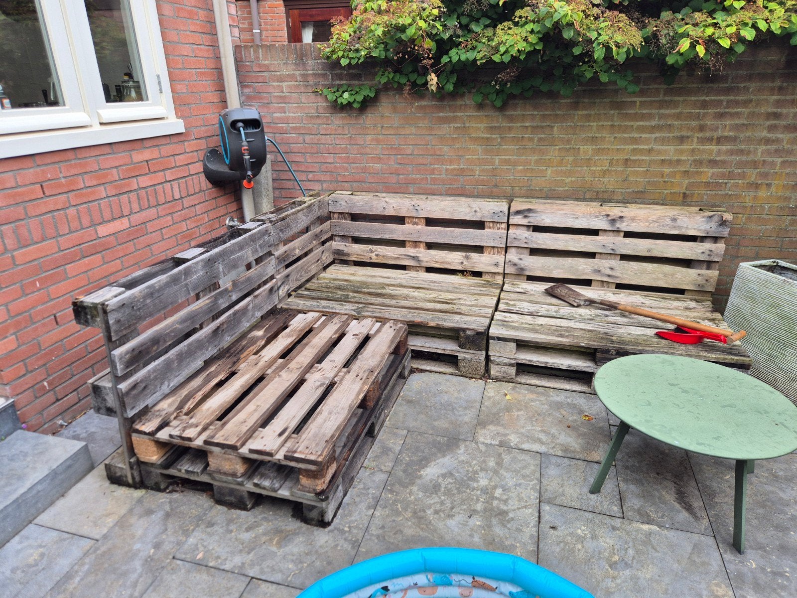 Pallet zitje tuinset, Ophalen, Gebruikt, Hout, 2 zitplaatsen