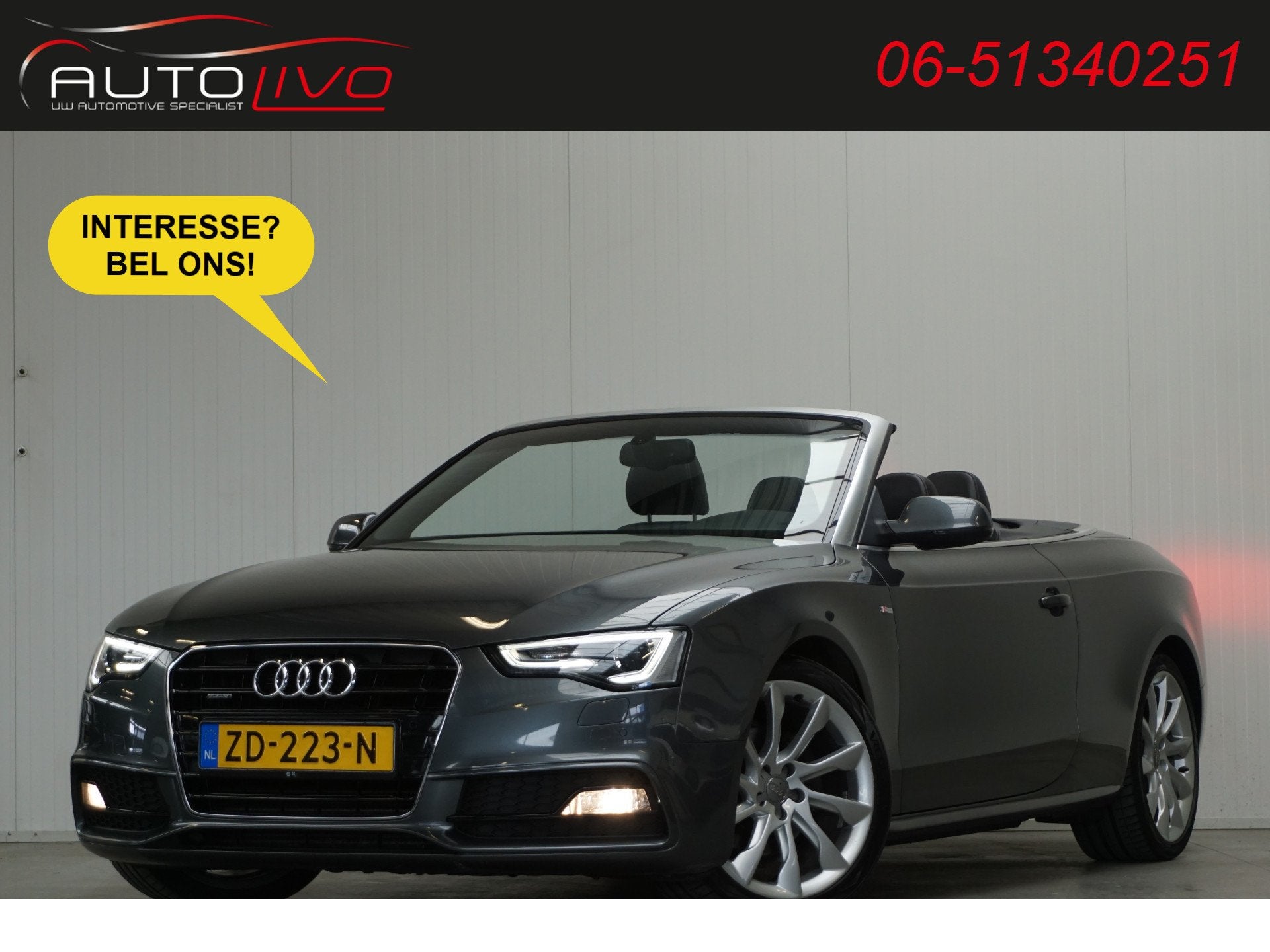Audi A5 Cabriolet 2.0 TDI quattro Pro Line S 177 PK! XENON H, Auto's, Audi, Euro 5, Gebruikt, Cabriolet, 4 stoelen