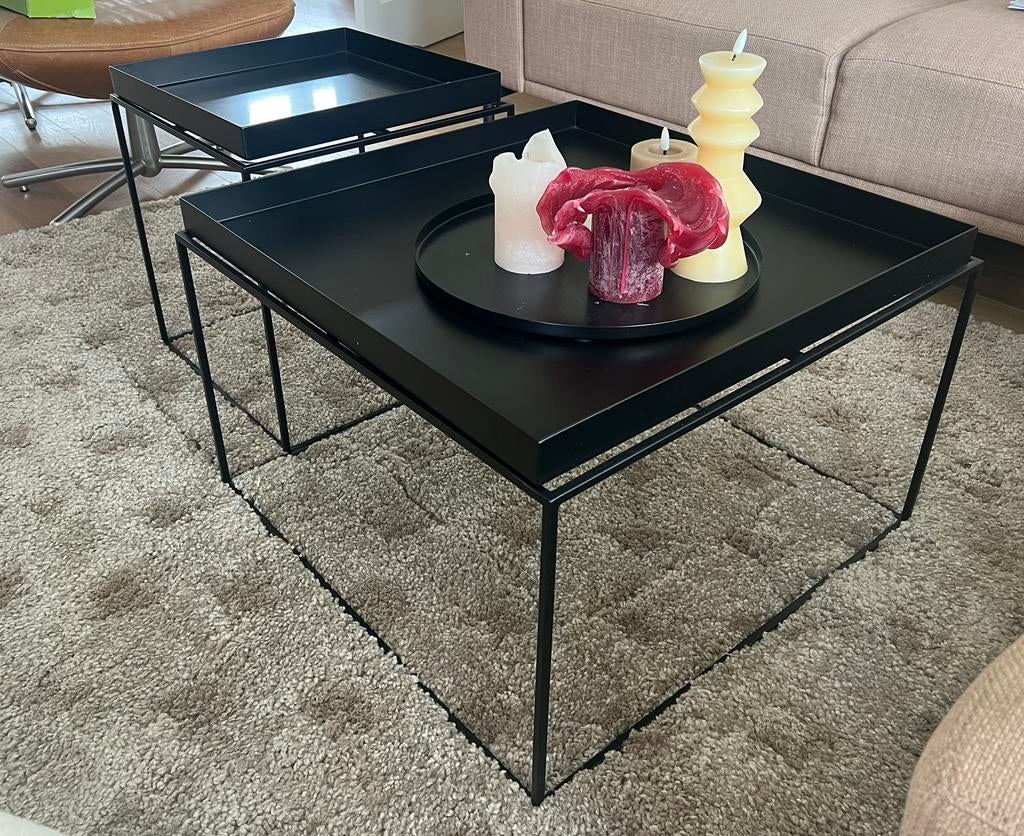 2 c Hay Tray salontafel:  60x60 en 40x40 zwart, Huis en Inrichting, Tafels | Salontafels, Ophalen, Zo goed als nieuw, 50 tot 100 cm
