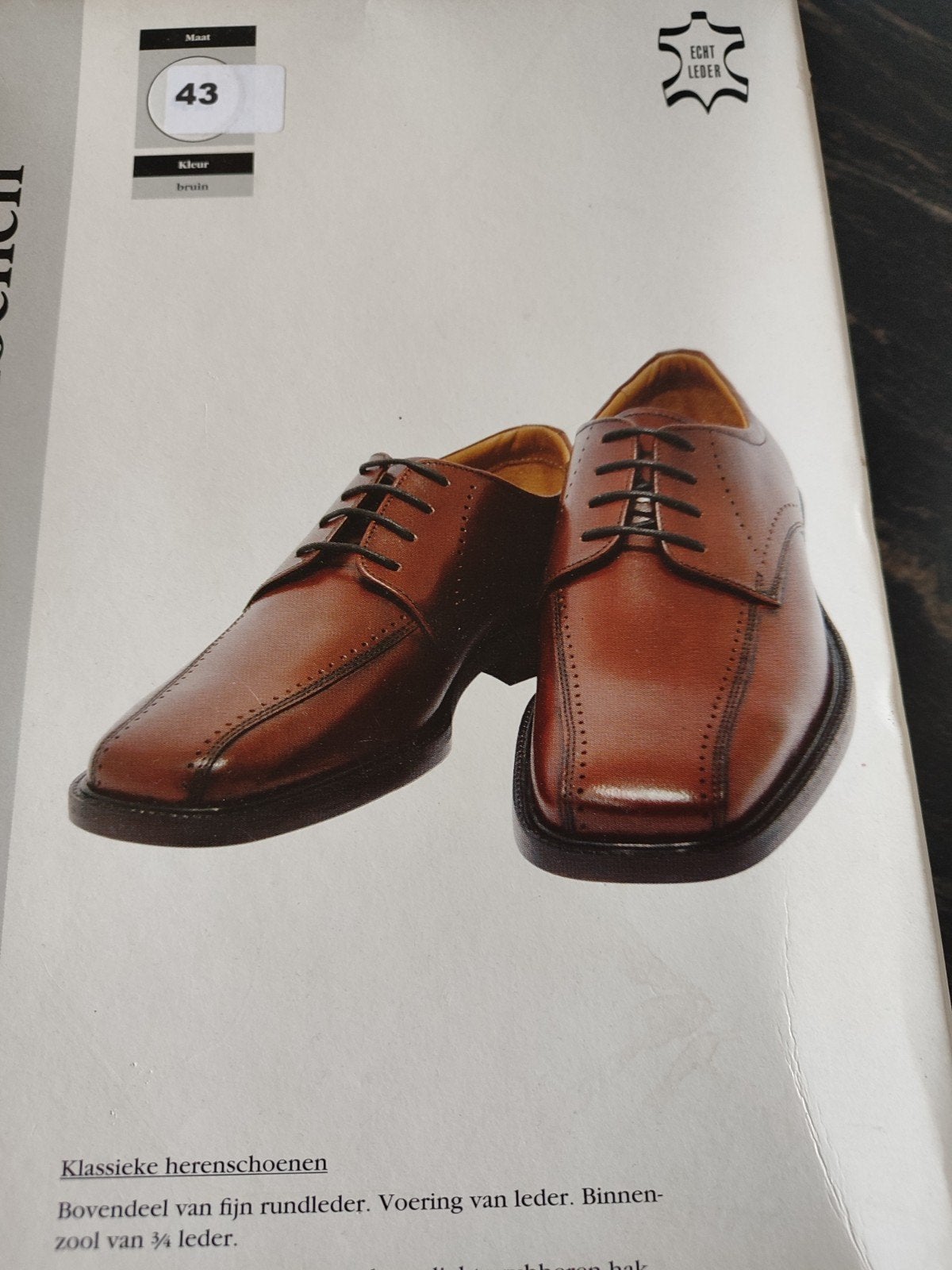 Klassieke herenschoenen - Maat 43 - Bruin, Ophalen, Zo goed als nieuw, Veterschoenen, Onbekend