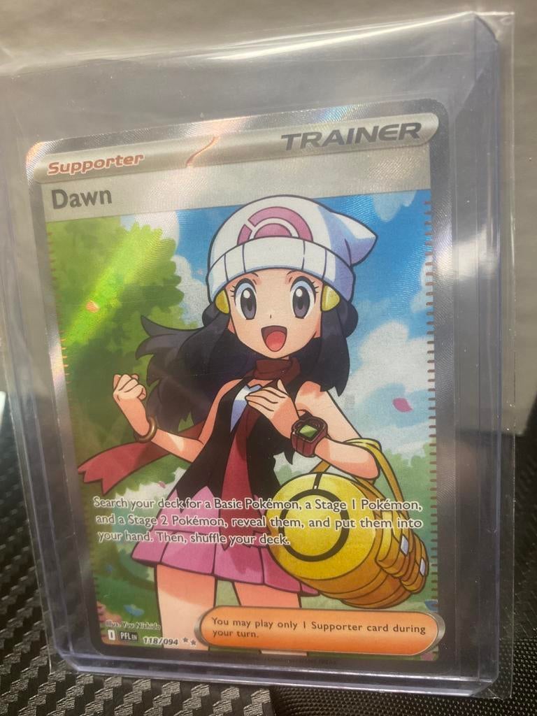 Pokemon TCG Supporter Dawn Trainer Kaart (Full Art), Ophalen of Verzenden, Zo goed als nieuw, Losse kaart, Foil