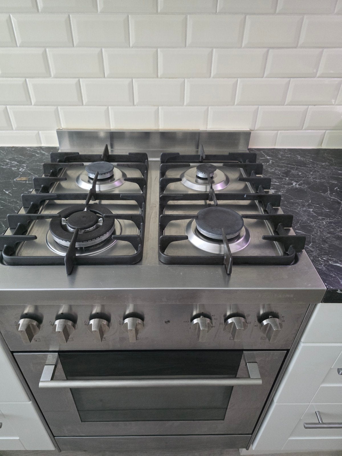 Solitaire Vrijstaand Gasfornuis met Oven, Ophalen, Gebruikt, 60 cm of meer, 4 kookzones