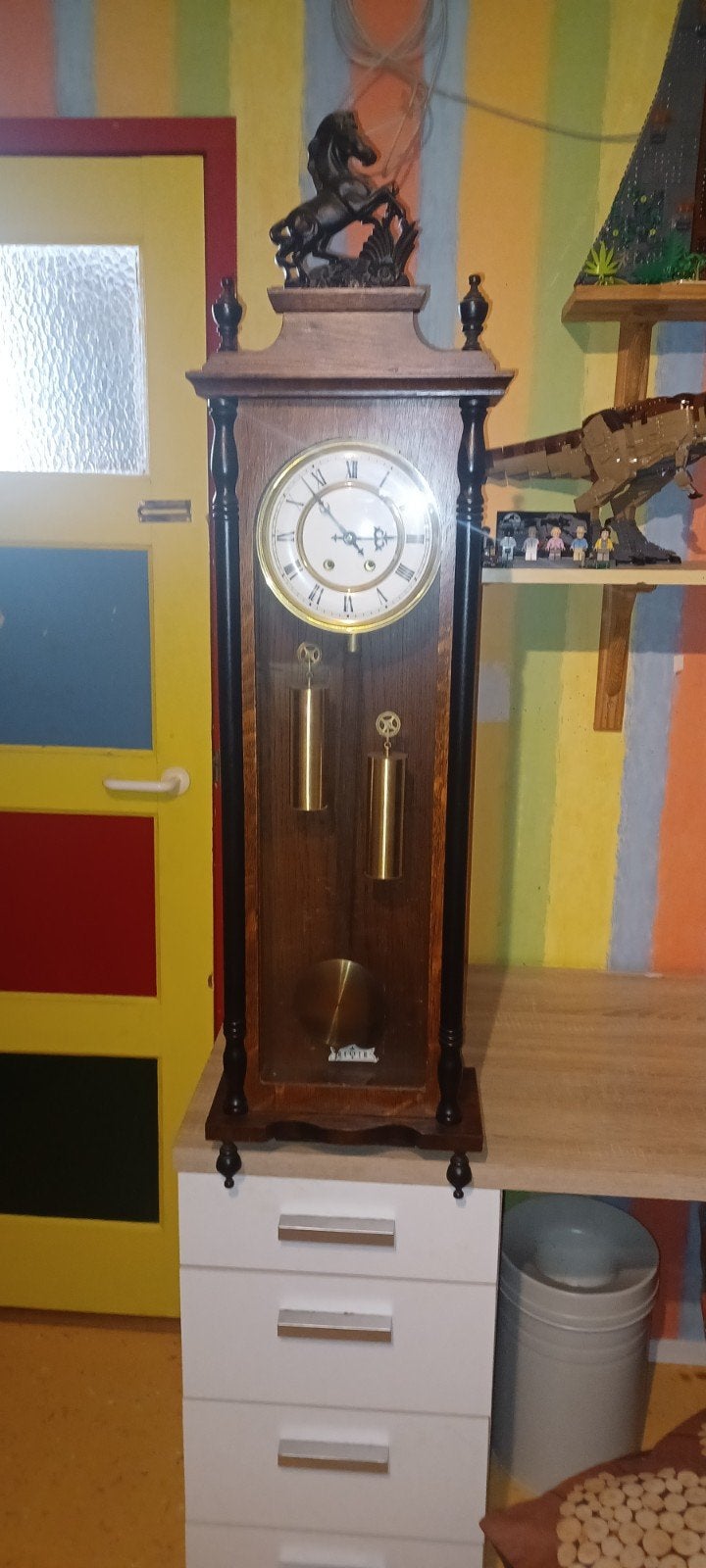 Antieke hangklok met gewichten - 105cm hoog, Ophalen