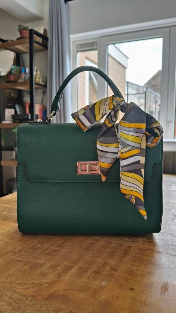 Flora & Co donkergroene handtas/schoudertas, Ophalen of Verzenden, Zo goed als nieuw, Groen, Handtas