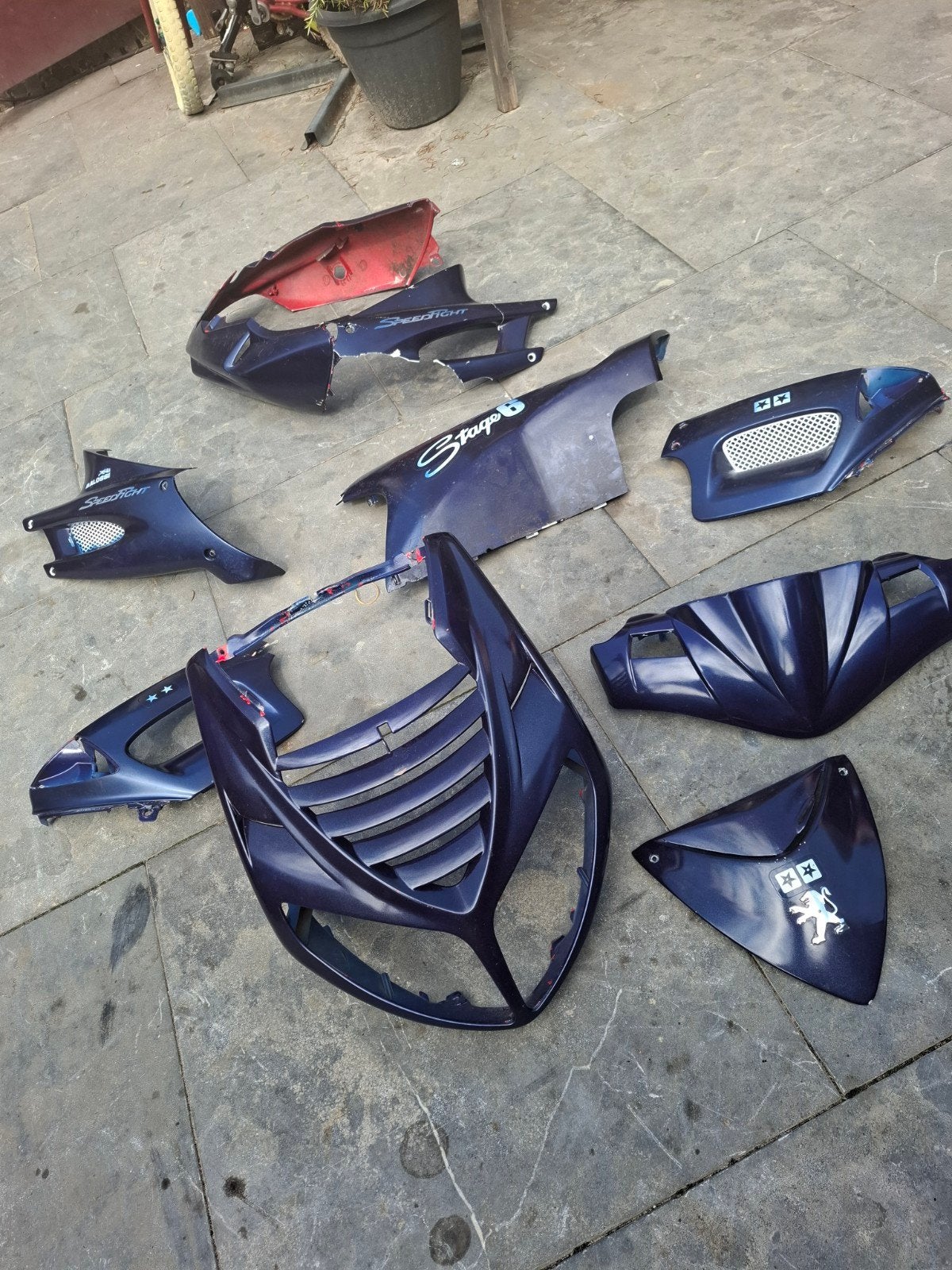 Kappen set Peugeot Speedfight 2 - Blauw/Paars, Fietsen en Brommers, Ophalen, Gebruikt, Kap, Peugeot
