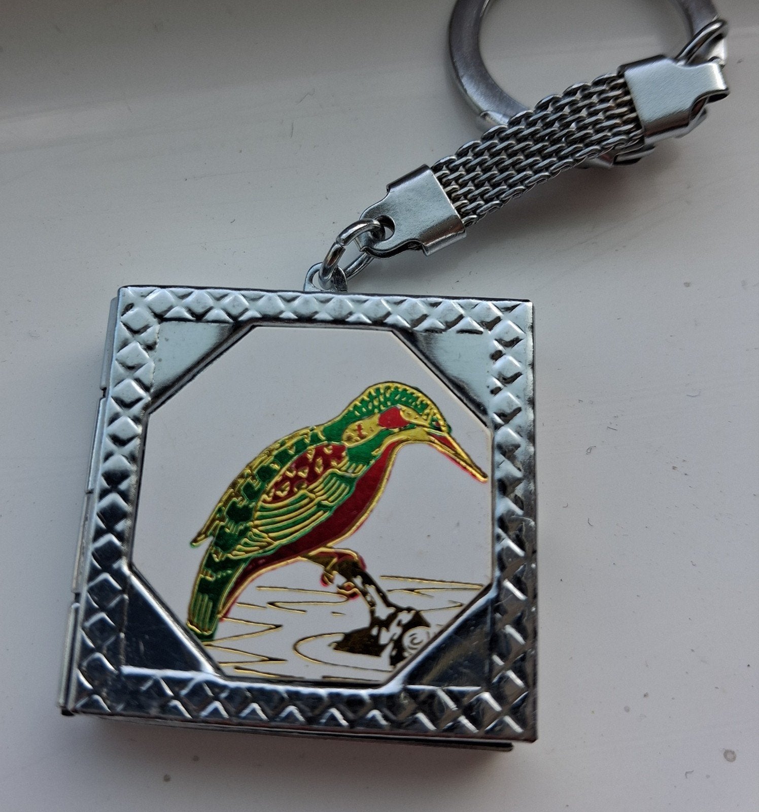Vintage jaren '60 sleutelhanger met vogel en boot, Ophalen of Verzenden