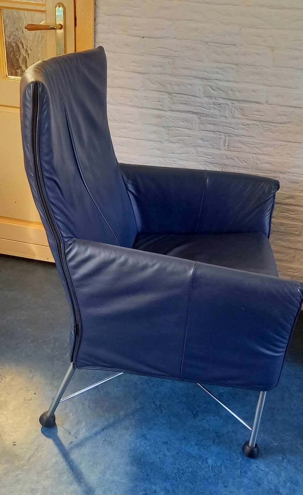 Montis Stoel - Donkerblauw met lichte gebruikerssporen, Ophalen, Gebruikt, Blauw, Design