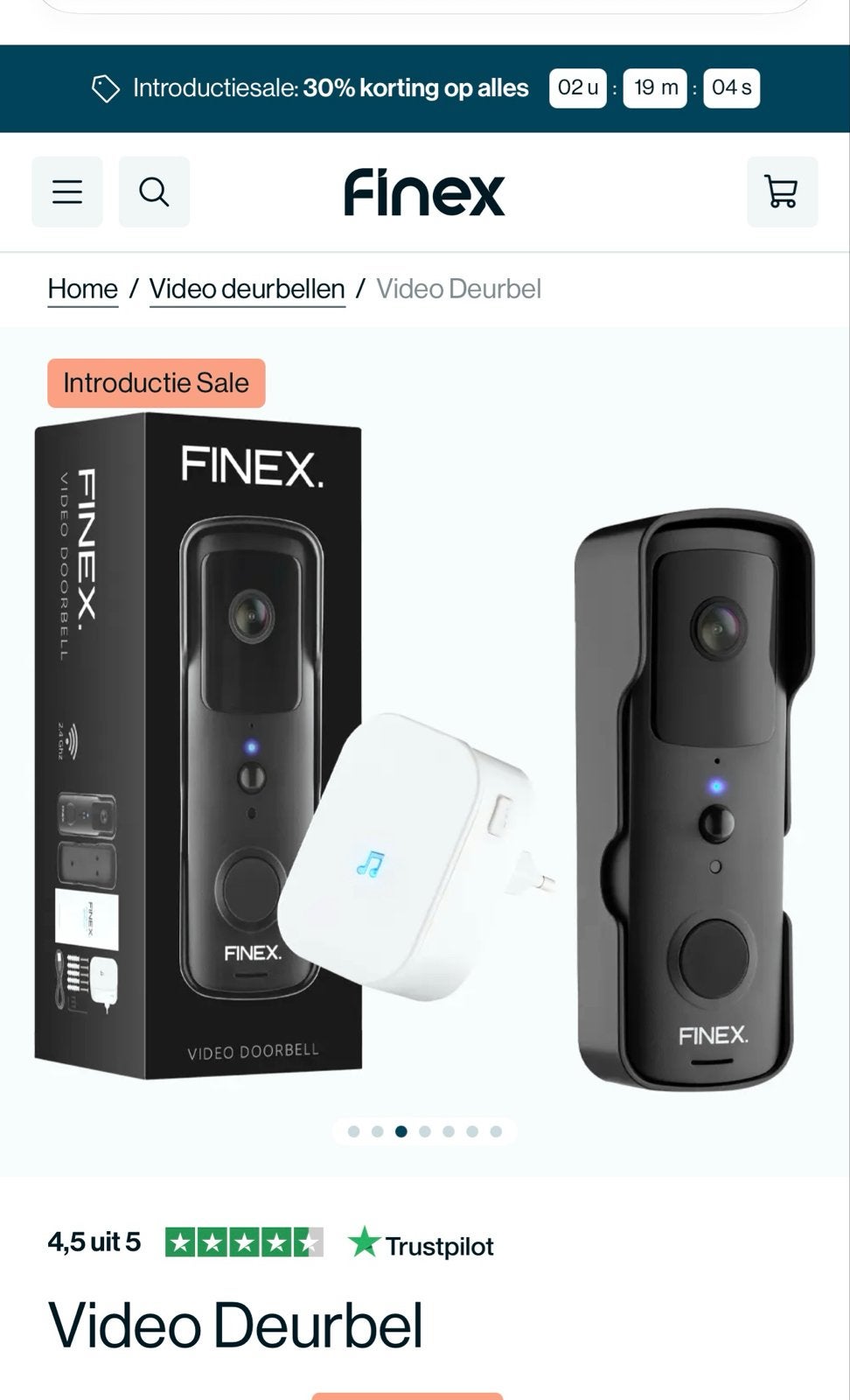 Finex Video Deurbel met Camera en Bewegingsdetectie, Ophalen, Bewegingsdetectiesensor, Zo goed als nieuw, Draadloos
