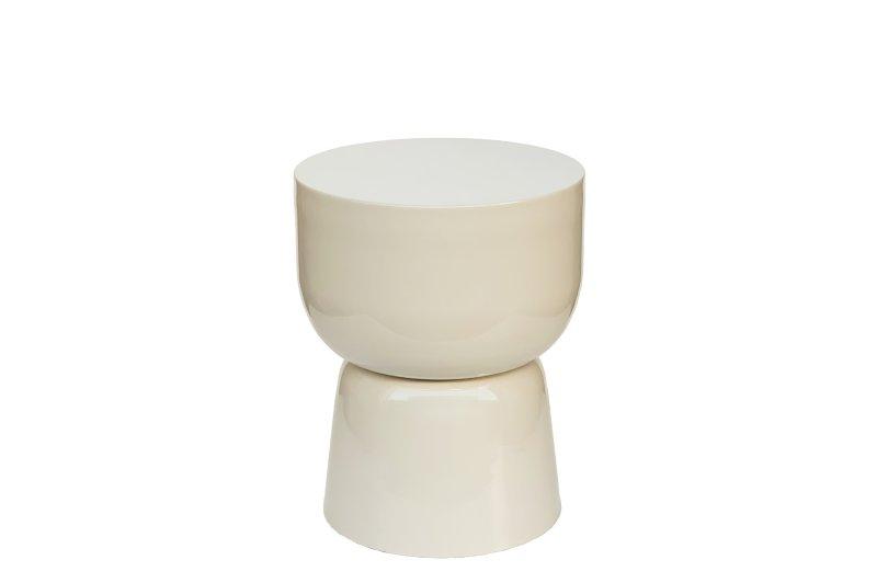 Brix Kian Off White bijzet tafel - ca. 36x36x46cm (bxdxh), 45 tot 60 cm, Minder dan 55 cm, Metaal of Aluminium, Rond