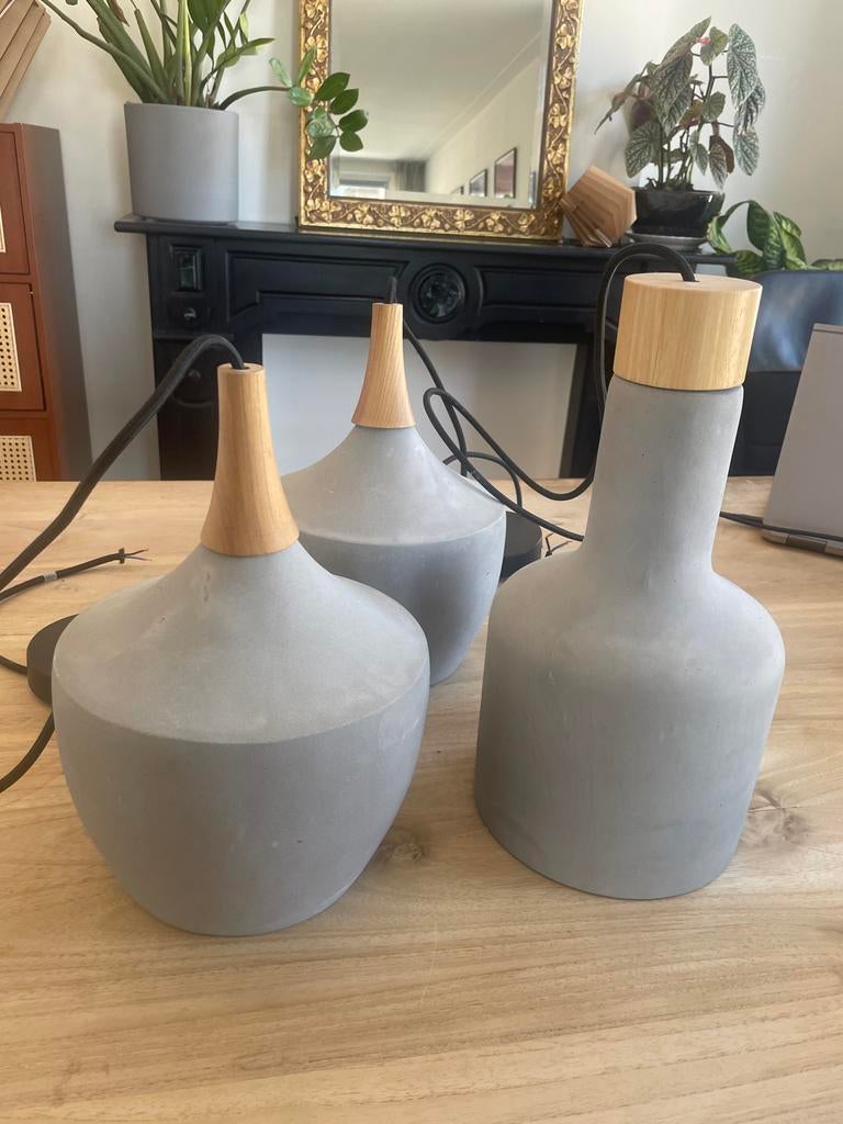 Set van 3 Zuiver stenen hanglampen, Ophalen, Zo goed als nieuw, Overige materialen, Minder dan 50 cm