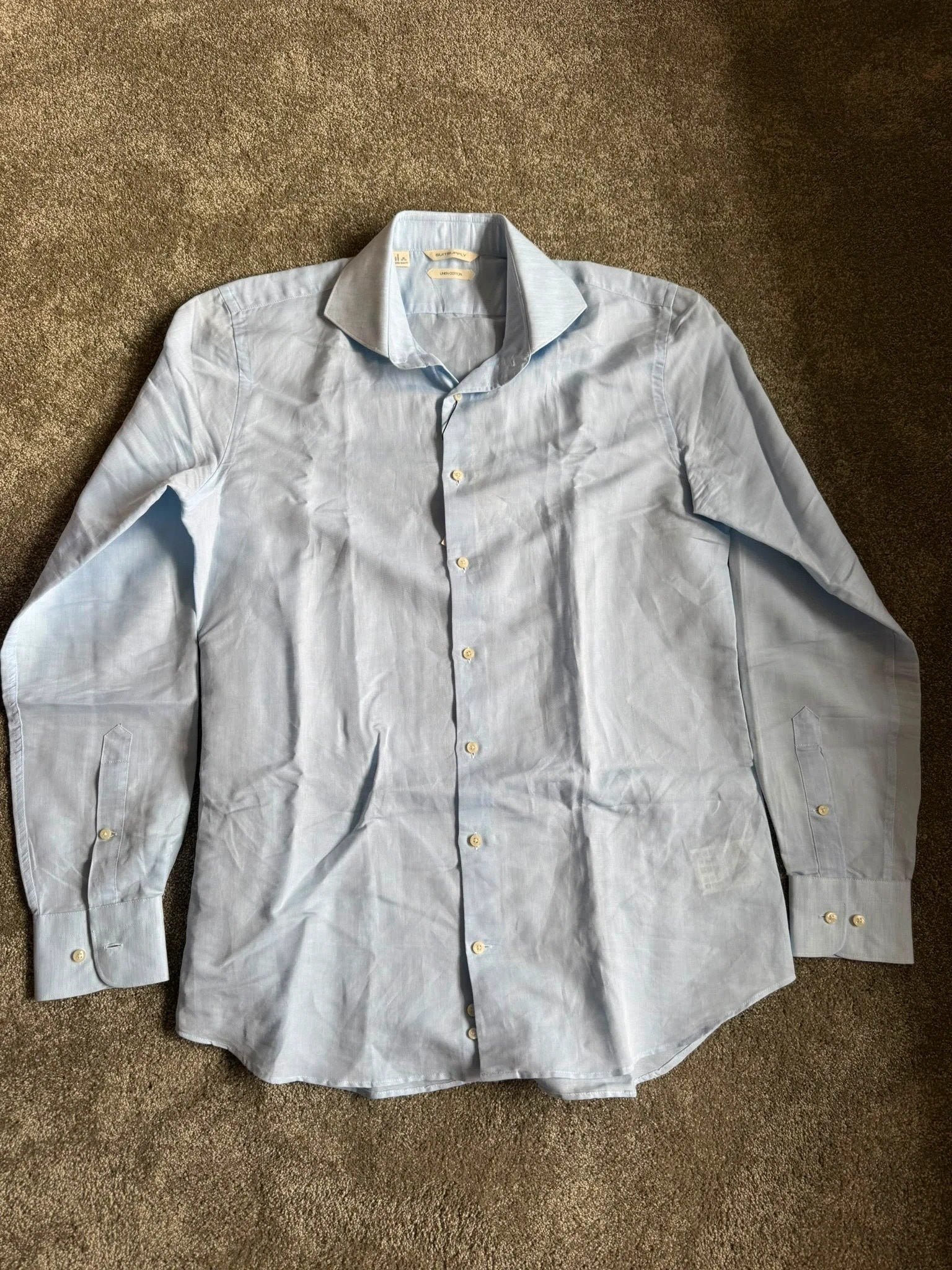 Suitsupply linnen-katoen overhemd lichtblauw maat 42, Ophalen of Verzenden, Nieuw, Blauw, Halswijdte 41/42 (L)