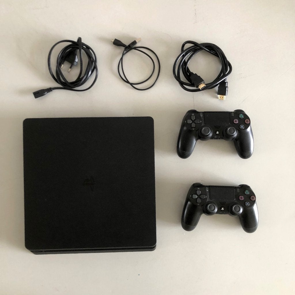 PS4 slim, met 2 Controllers, Spelcomputers en Games, Spelcomputers | Sony PlayStation 4, Ophalen of Verzenden, Gebruikt, Met 2 controllers