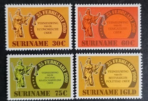 Suriname 1981 - ZB 242-245  -Nieuwe regeringsverklaring, Ophalen of Verzenden, Postfris