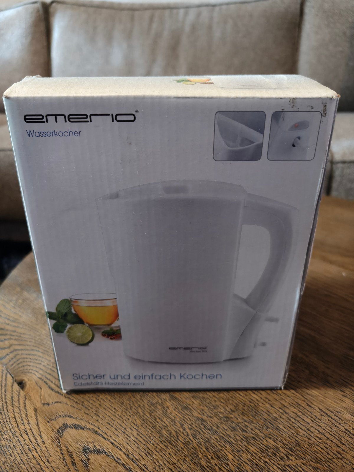 Emerio 900W 1L waterkoker wit nieuw in doos, 1 tot 2 liter, Ophalen of Verzenden, Nieuw