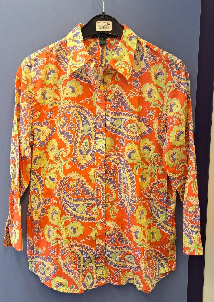 Ralph Lauren blouse paisley print rood oranje M nr 51127