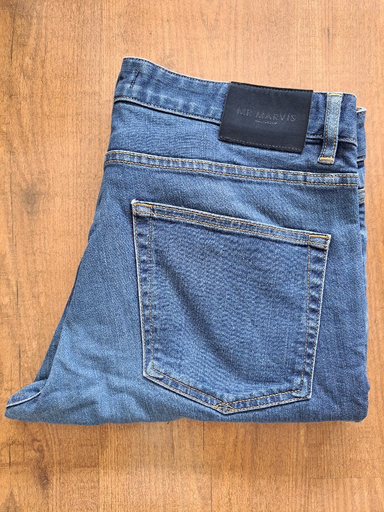 Mr Marvis 'Davis' jeans, ZGAN, blauw, W33 L32, Maat 52/54 (L), Blauw, Ophalen of Verzenden, Zo goed als nieuw