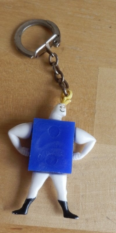 Sl206 sleutelhanger blauw - wit poppetje, Ophalen of Verzenden, Gebruikt, Knuffel of Figuurtje