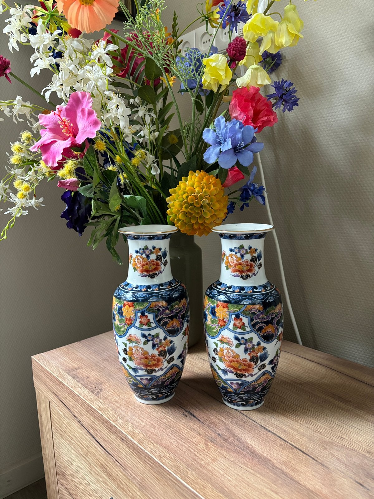 Vintage Japanse vazen, Huis en Inrichting, Woonaccessoires | Vazen, 26 cm, Blauw, Ophalen of Verzenden, Zo goed als nieuw