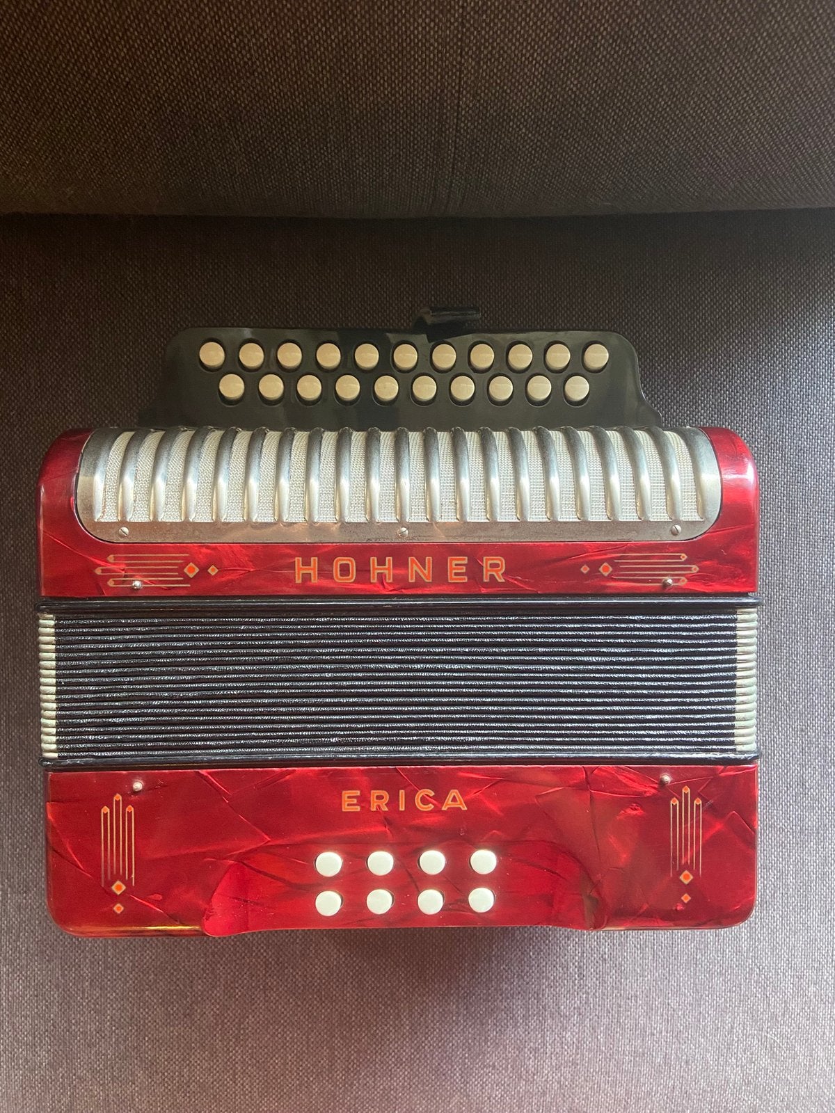 Hohner Erica knop accordeon C/F, Muziek en Instrumenten, Ophalen, Zo goed als nieuw, 120-bas, Hohner