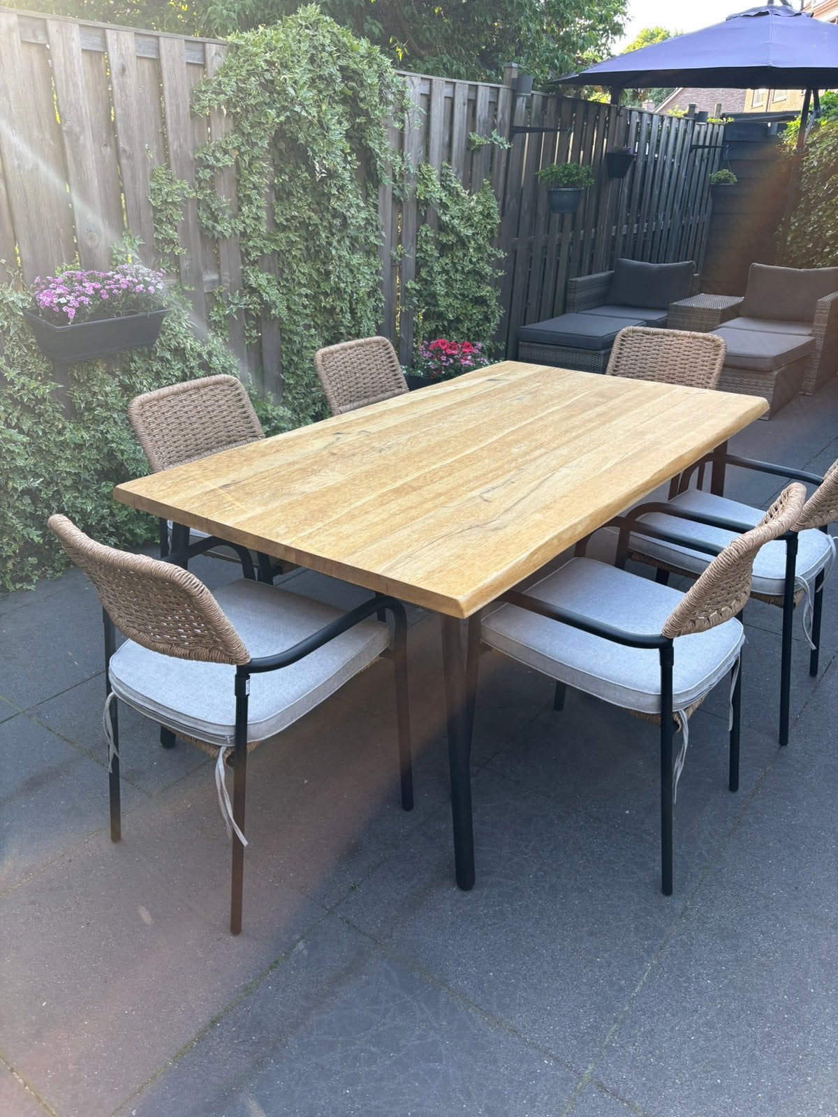 Mooie boomstronk buiten/binnentafel, Ophalen, Rechthoekig, Hout