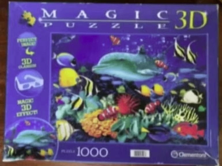 Clementoni magic 3D puzzel; Dolphin Reef, dolfijnen; 1000, Ophalen of Verzenden, 500 t/m 1500 stukjes, Zo goed als nieuw, Legpuzzel