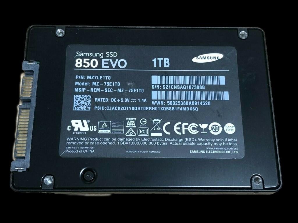 Samsung 850 EVO 1TB SSD 2.5" SATA, Computers en Software, Harde schijven, Intern, Gebruikt, Ophalen of Verzenden, 1TB