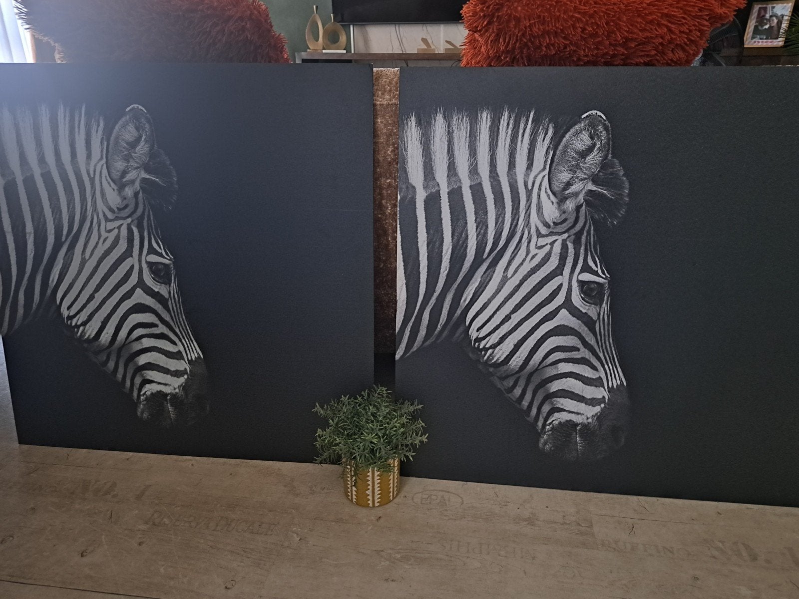 2x Zebra Canvas Schilderij - 80x80 cm - Zo goed als nieuw, Ophalen of Verzenden, 75 tot 100 cm, 75 – 100, Print