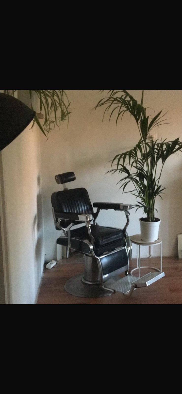 Vintage Kappersstoel - Zwart Leer en Chroom, Ophalen