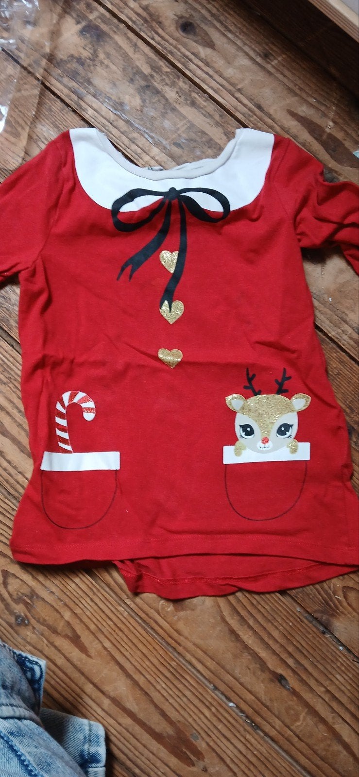 kerst shirt 98 104, Ophalen of Verzenden, Zo goed als nieuw, Jongetje of Meisje, Shirtje of Longsleeve