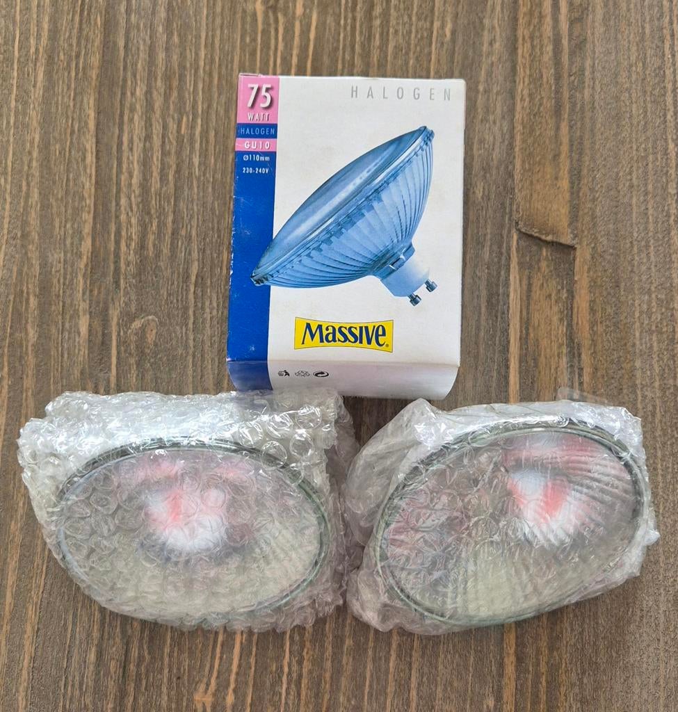 3 Nieuwe Massive Halogeenlampen GU10 75W Ø110mm, Huis en Inrichting, Lampen | Losse lampen, Nieuw, Halogeen (gloei)lamp, 60 watt of meer