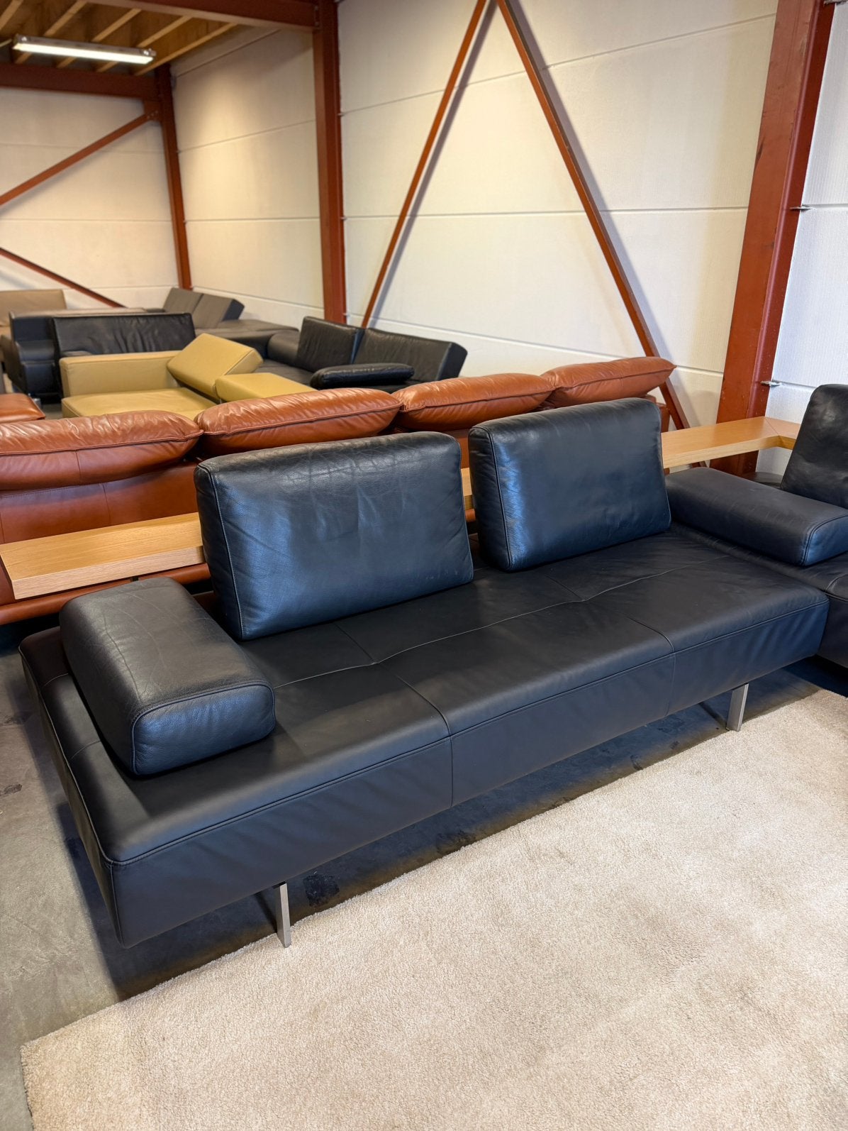 Foto 7 van Design leren hoekbank bankstel zwart leer Rolf Benz Dono