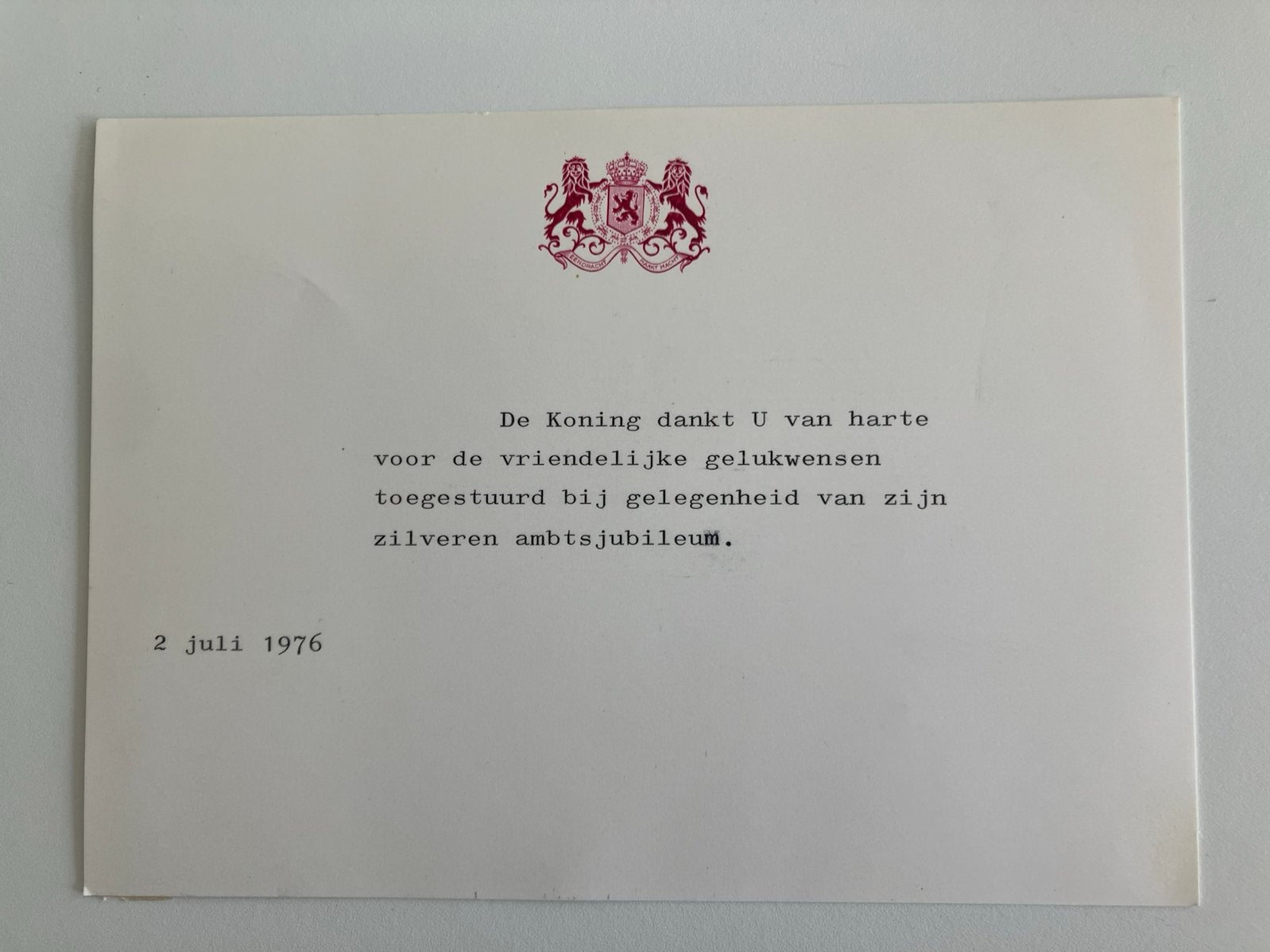 1976 Koning Boudewijn van België, zilveren ambtsjubileum, Verzenden, Gebruikt, Kaart, Foto of Prent