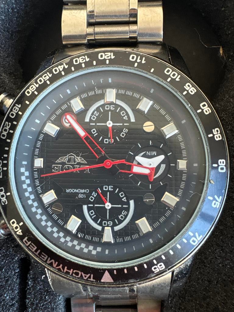 Lige Heren Horloge - Zwart met Stalen Band, Overige merken, Staal, Polshorloge, Ophalen of Verzenden