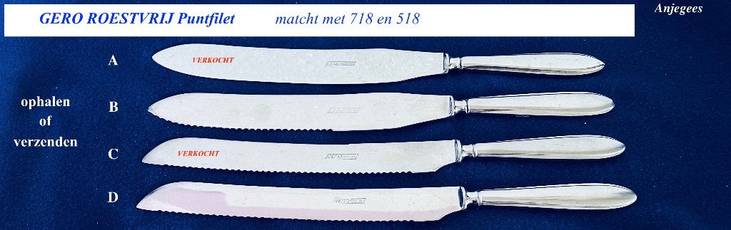 518  718 Puntfilet Gero Roestvrij 2x Groot Mes rvs, Ophalen