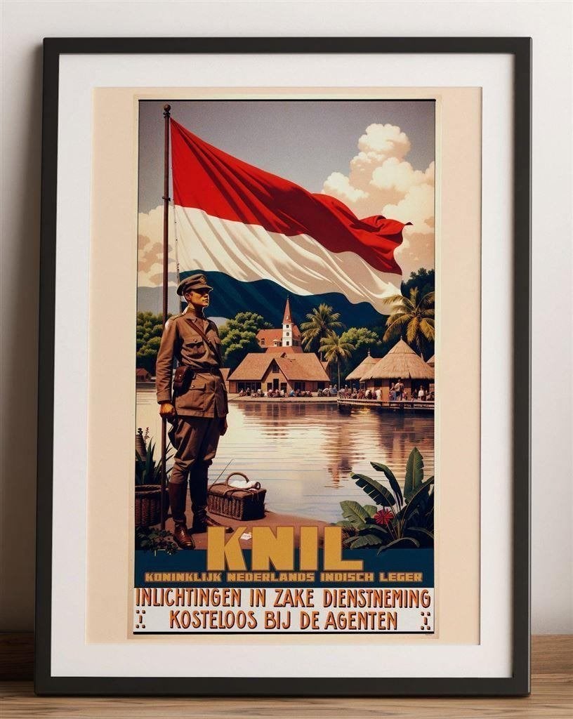 Unieke Koninklijk Nederlands Indie Leger KNIL Poster Affiche, Verzenden, Nederland, Foto of Poster