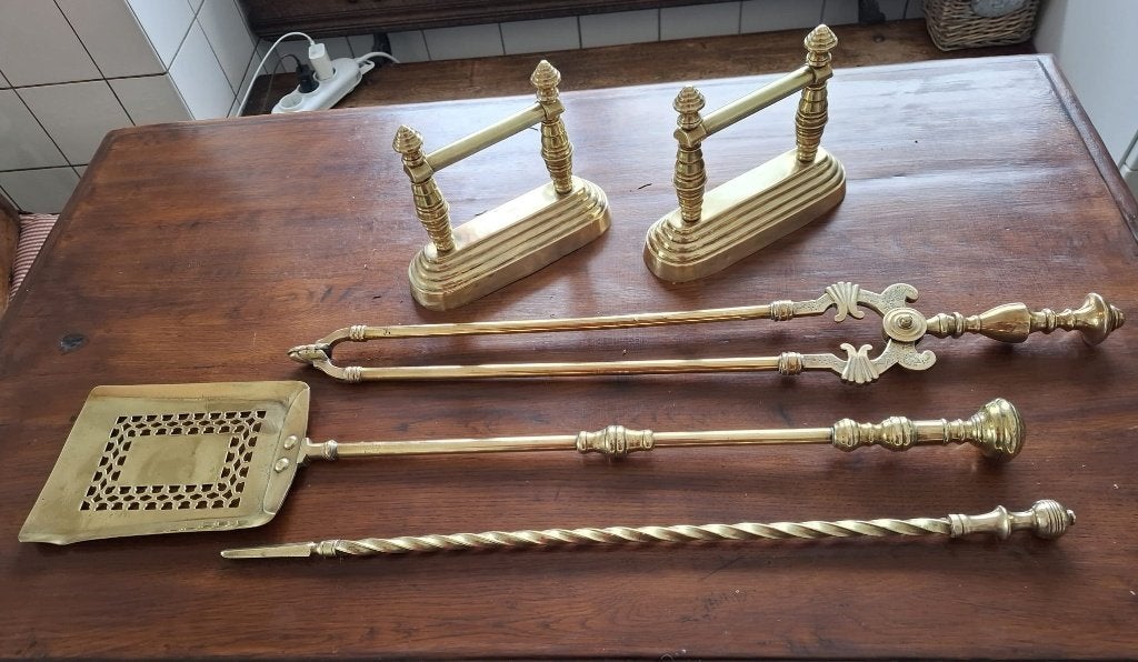 antieken openhaard set, Ophalen of Verzenden, Gebruikt, Hangende haard, Houthaard